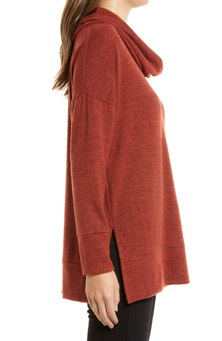 Loveappella Cowl Neck Long Sleeve Top, Alternate, color, Rust
