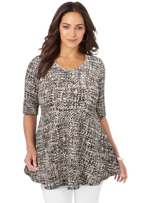 Stretch Cotton Peplum Tunic (Plus)