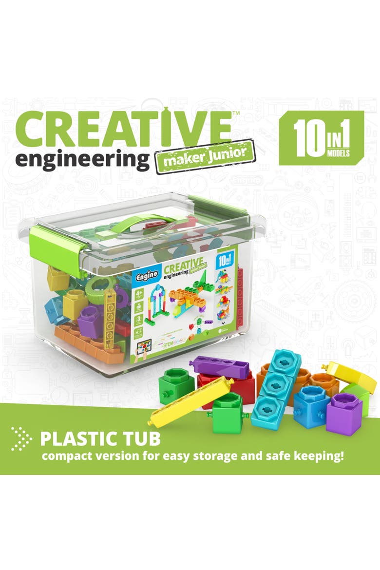 Creative Engineering Maker Junior 10 In 1 Multimodel Brick Building, Alternate, color, Multicolored