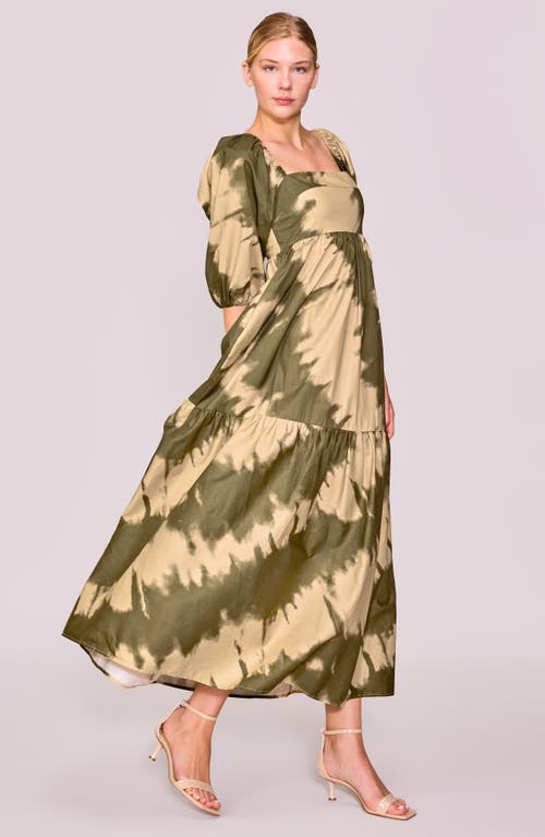 Melloday Square Neck Puff Sleeve Tiered Dress In Neutral