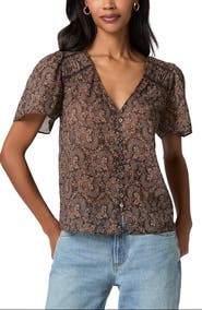 PAIGE Elodie Paisley Button Up Cotton Top
