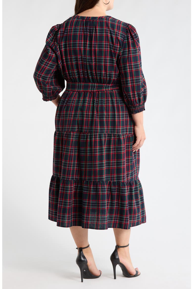 Chapman Plaid Yanis Midi Shirtdress, Alternate, color, NAVY-MULTI