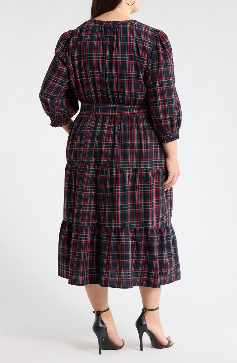 SUGARLIPS Chapman Plaid Yanis Midi Shirtdress, Alternate, color, Navy-Multi