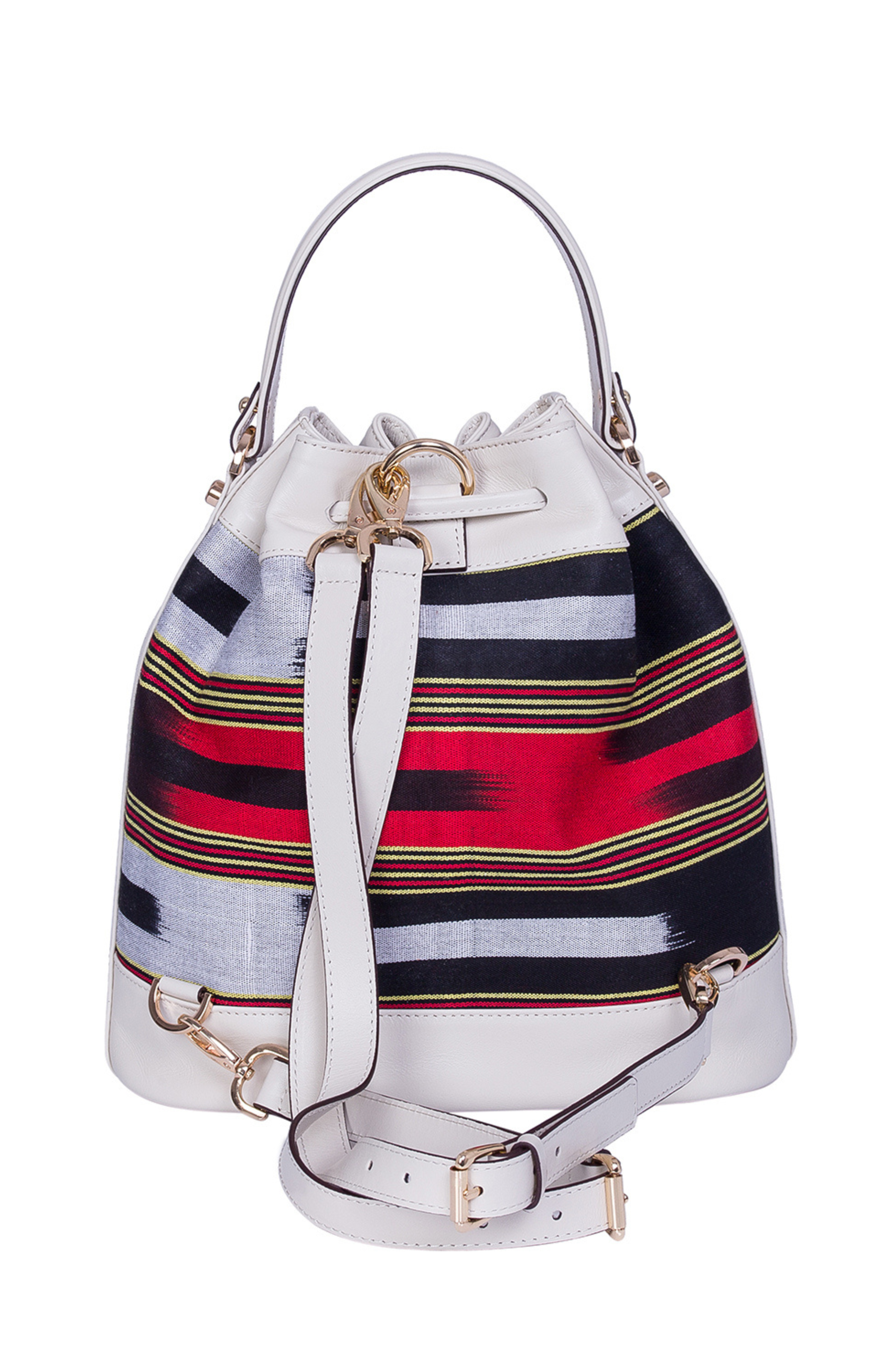 K'ai & Vrosi Leather & Fabric Pattern Convertible Bag, Alternate, color, Beige