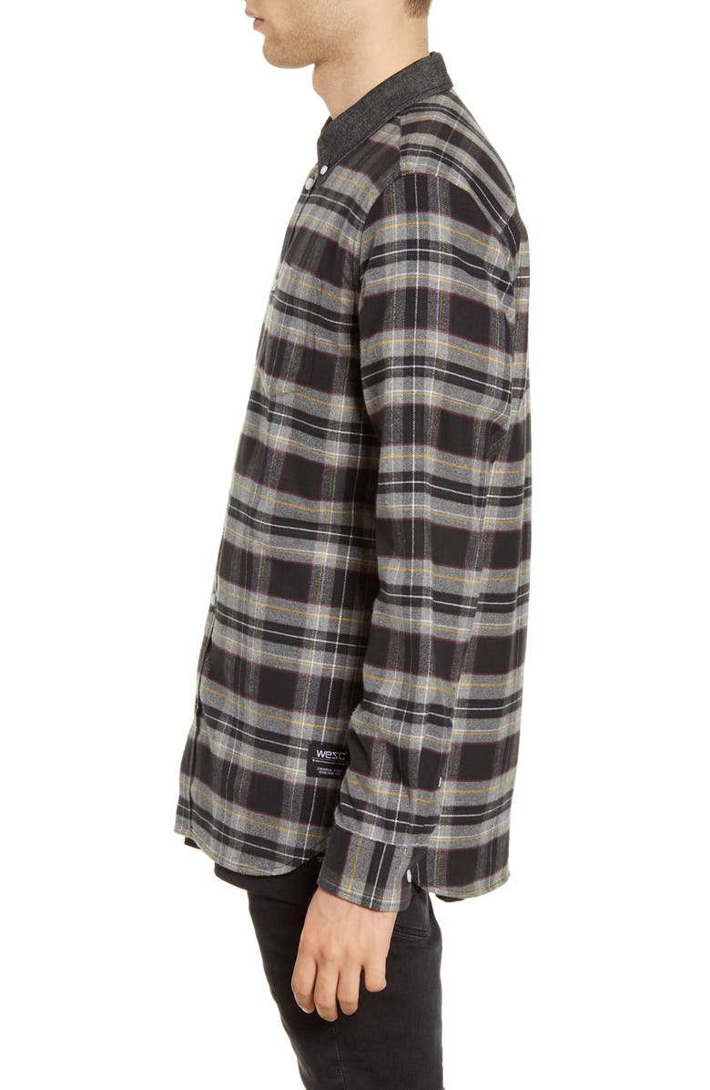 WeSC Olavi Plaid Button-Down Flannel Shirt, Alternate, color, 