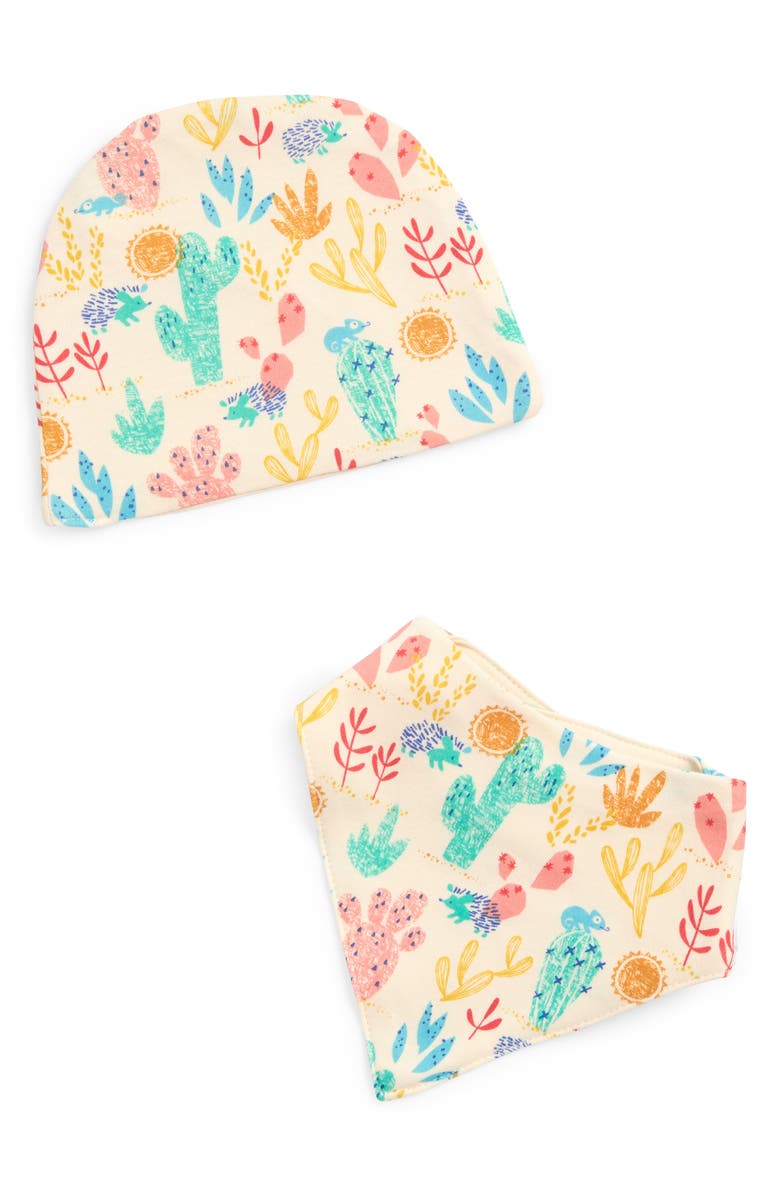 APPLE PARK Organic Cotton Hat & Bib Set, Main, color, Desert Sunrise