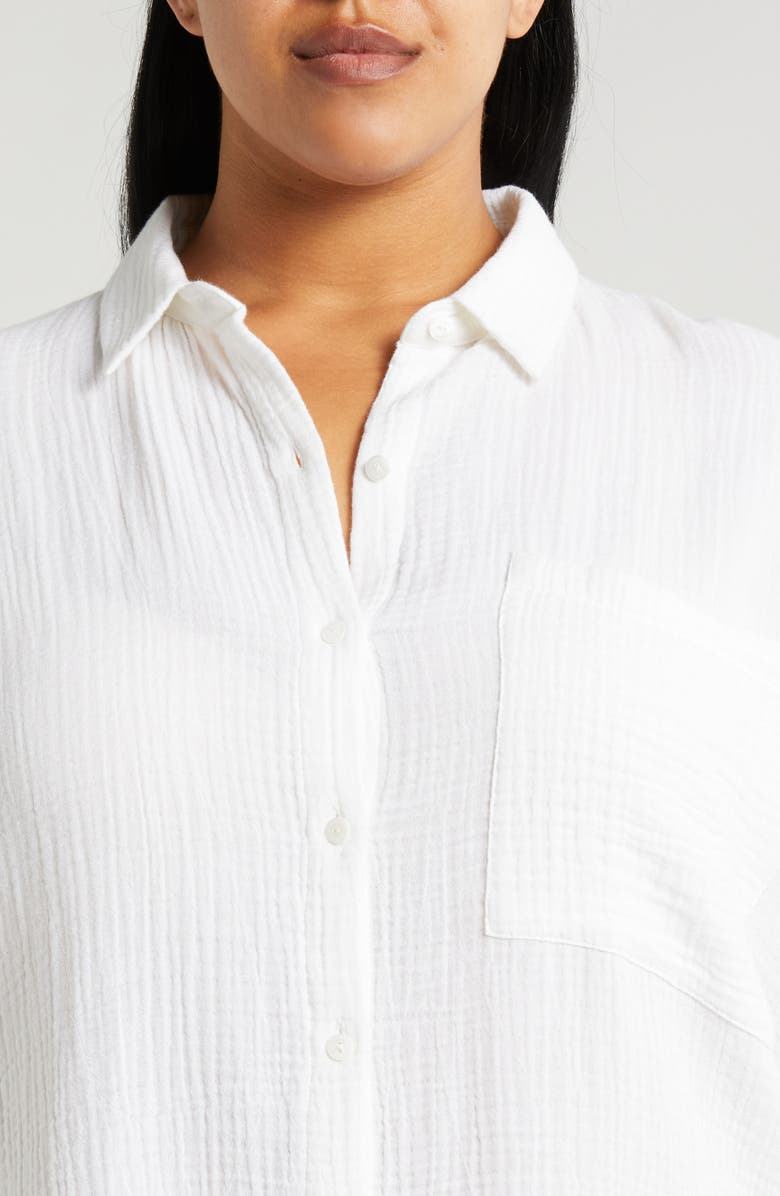 Eileen Fisher Classic Collar Organic Cotton Button-Up Shirt, Alternate, color, 