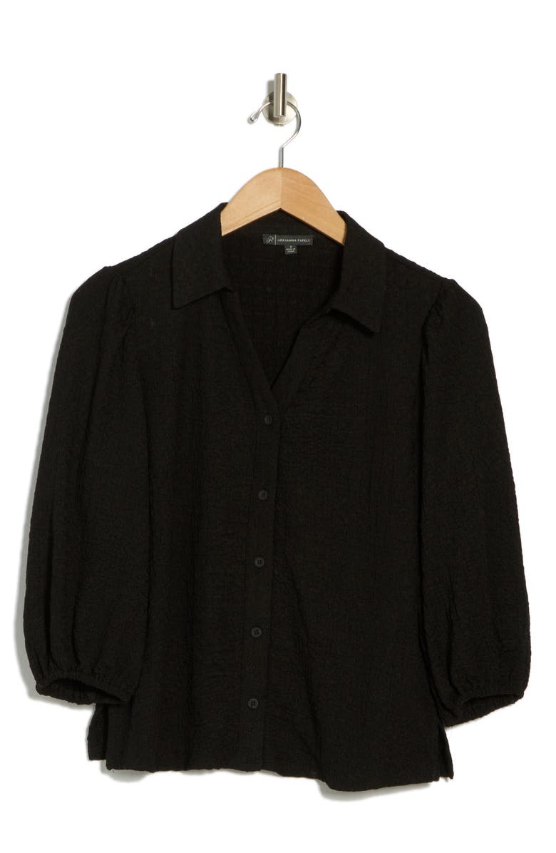 Adrianna Papell Textured Knit Button-Up Shirt, Alternate, color, 