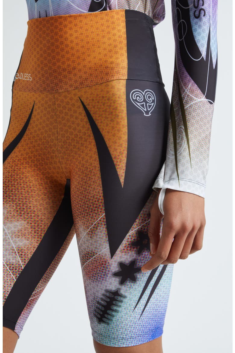 Pixel Print Bike Shorts, Alternate, color, ORANGINA
