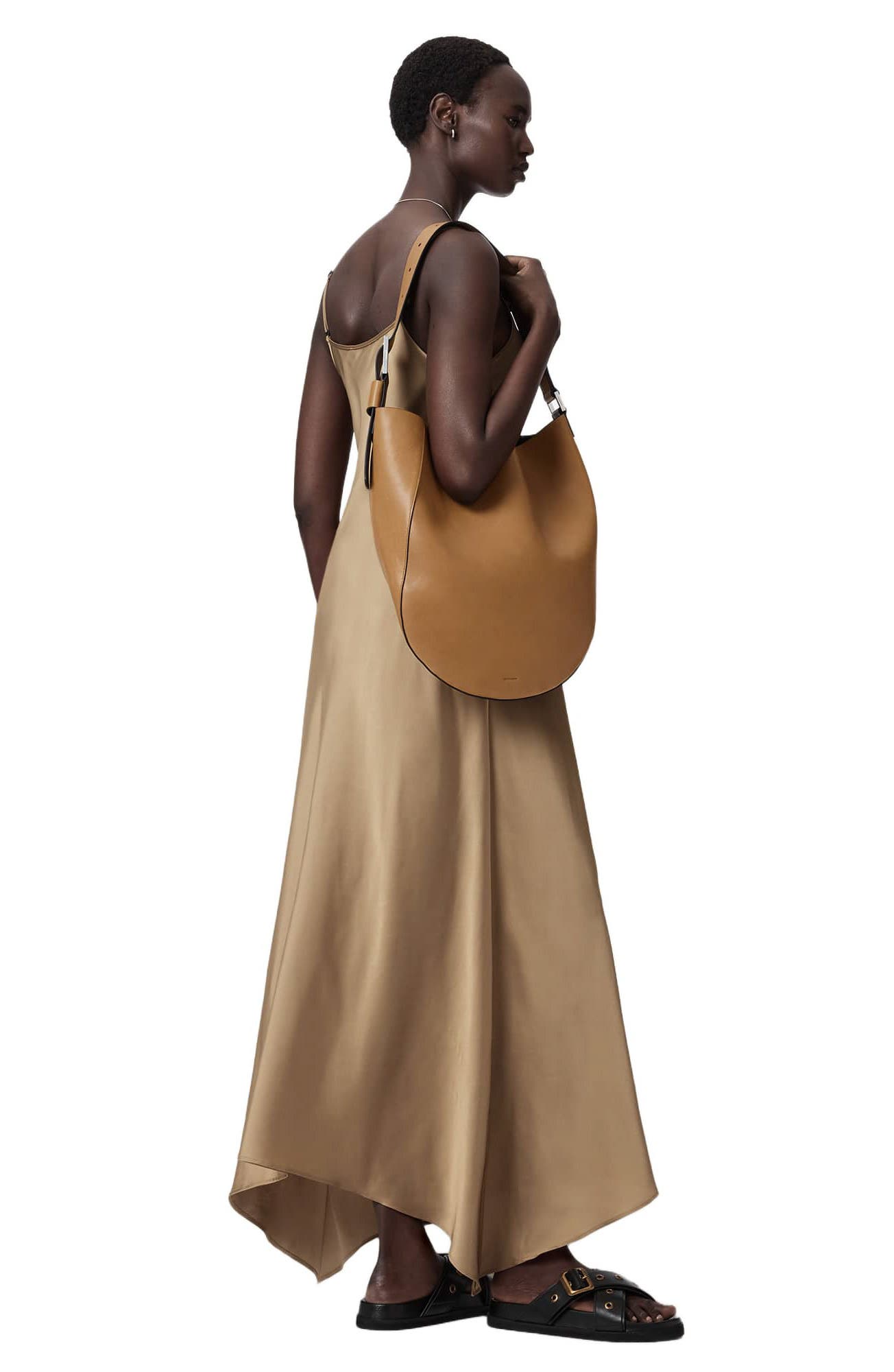 AllSaints Luna Leather Hobo Bag, Alternate, color, Toffee Brown