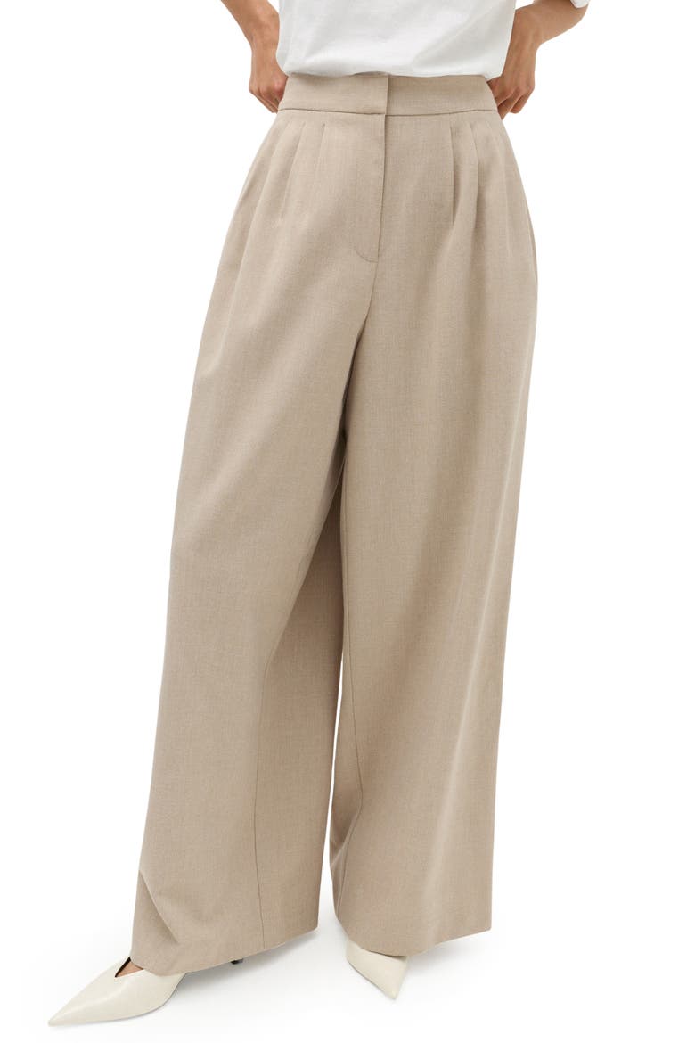 Pleated Palazzo Pants, Main, color, NEUTRAL