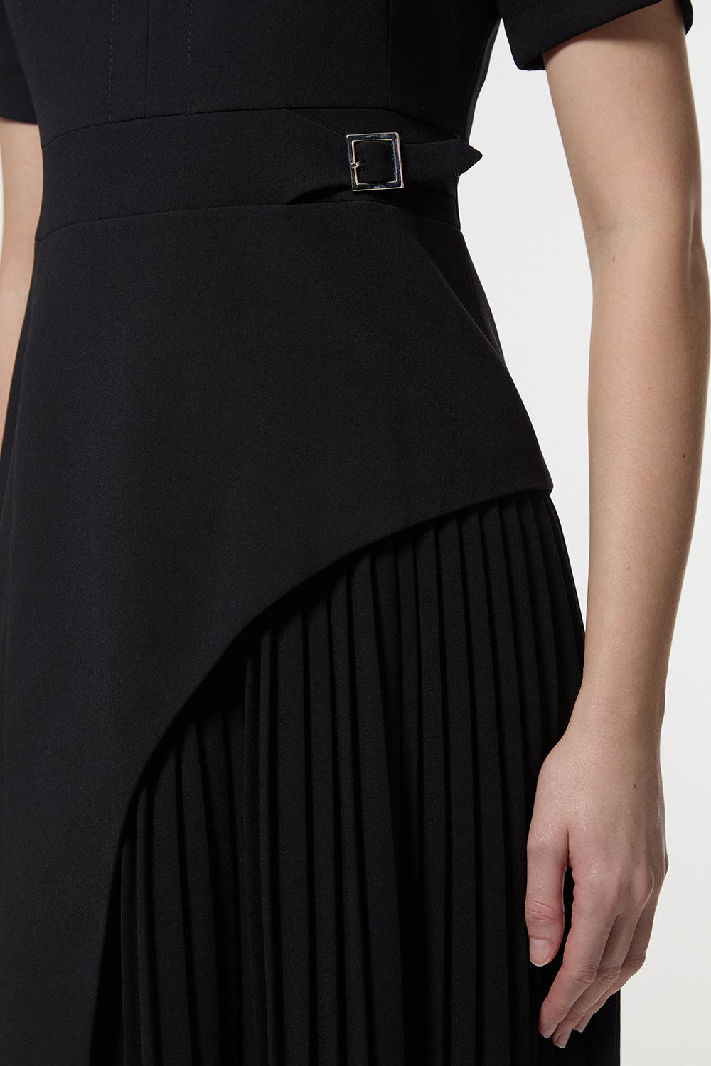 military pleat dress Shop Military Pleat Notch Neck Wrap Mini Dress Online in Oman