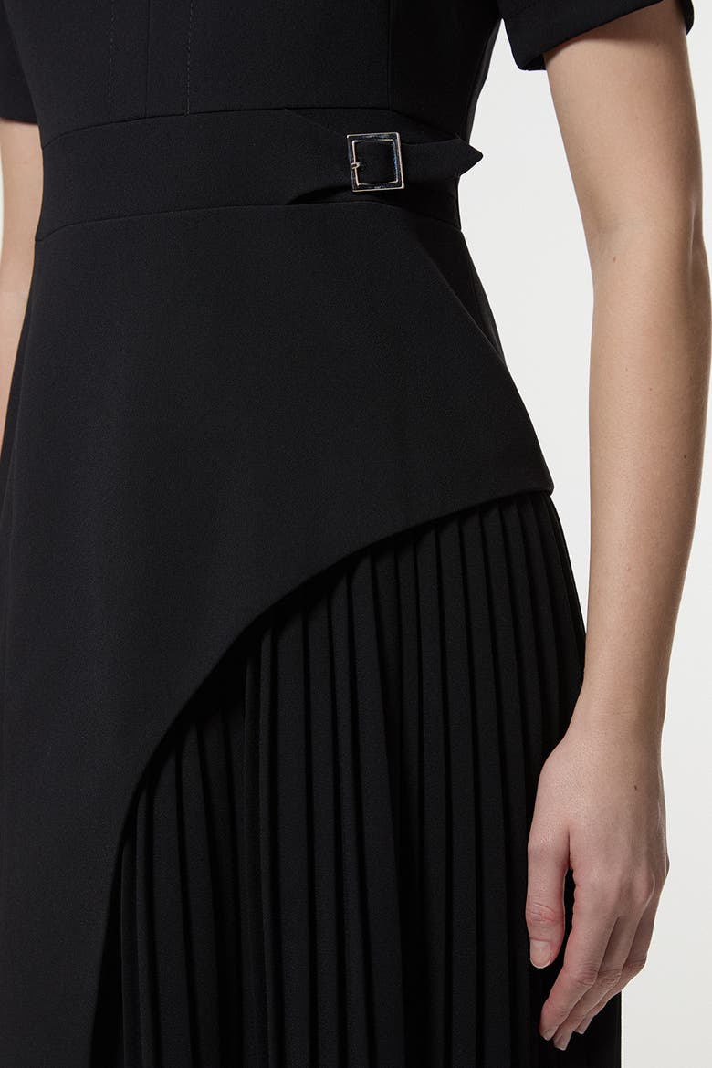Military Pleat Mini Dress, Alternate, color, Black