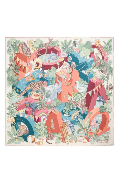 Jungle Party Silk Foulard Square Scarf