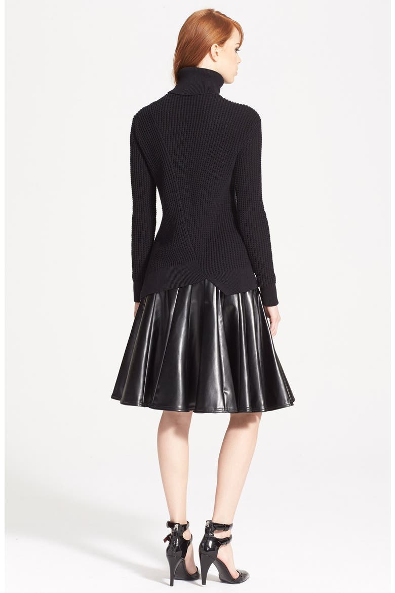 Pima Cotton & Silk Turtleneck Sweater, Alternate, color, BLACK