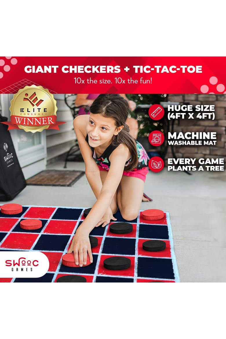 Giant Checkers & Tic Tac Toe Game, Alternate, color, Black, Red