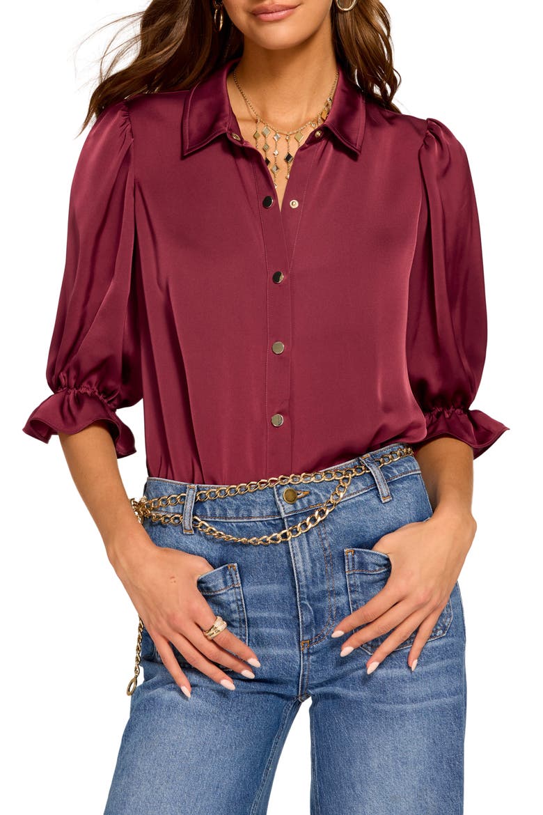 Dina Matte Satin Bodysuit, Main, color, CRANBERRY