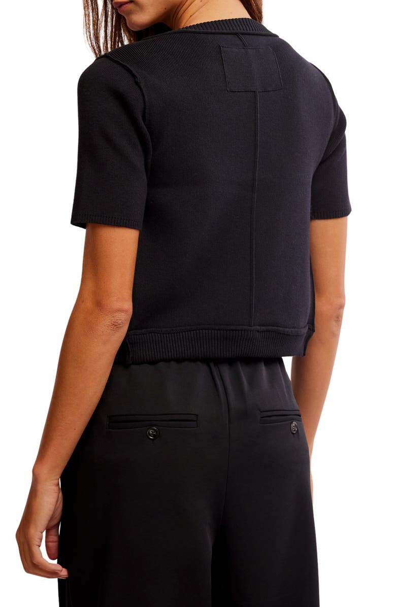 Free People Twosie Cotton Blend Rib Cardigan & Tank Set, Alternate, color, Black