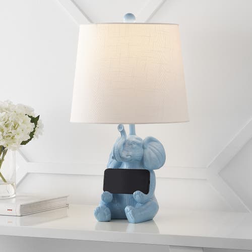 Jonathan Y Kairi Modern Shabby Chic Resin/iron Happy Elephant Led Kids' Table Lamp With Phone Stand In Blue