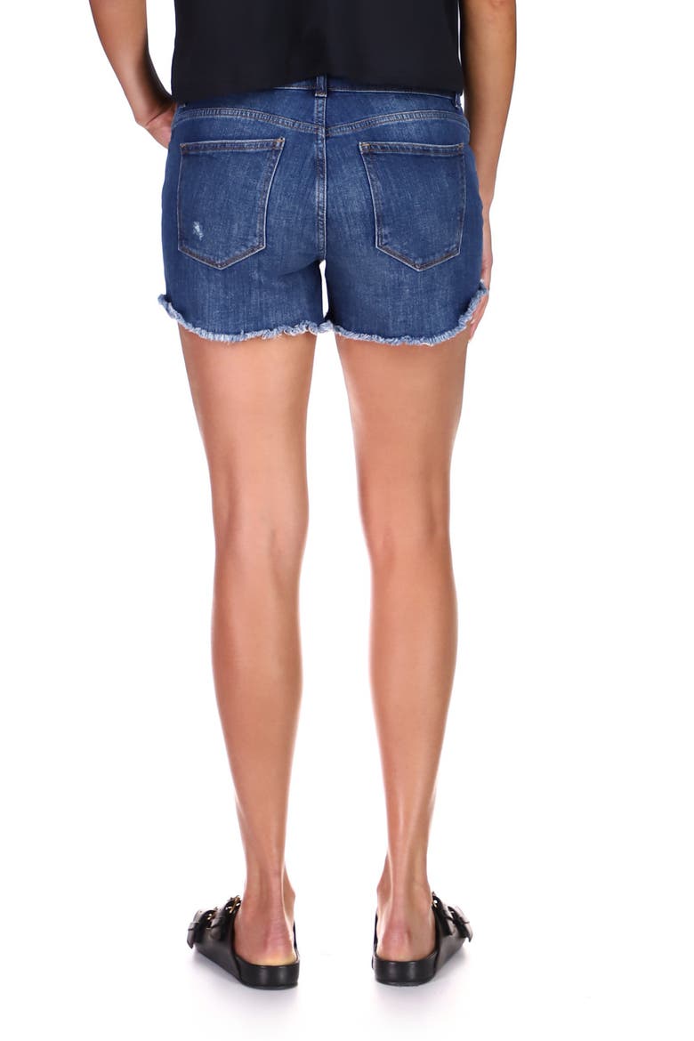 Karlie Cutoff Denim Boyfriend Shorts, Alternate, color, DARK BLUE