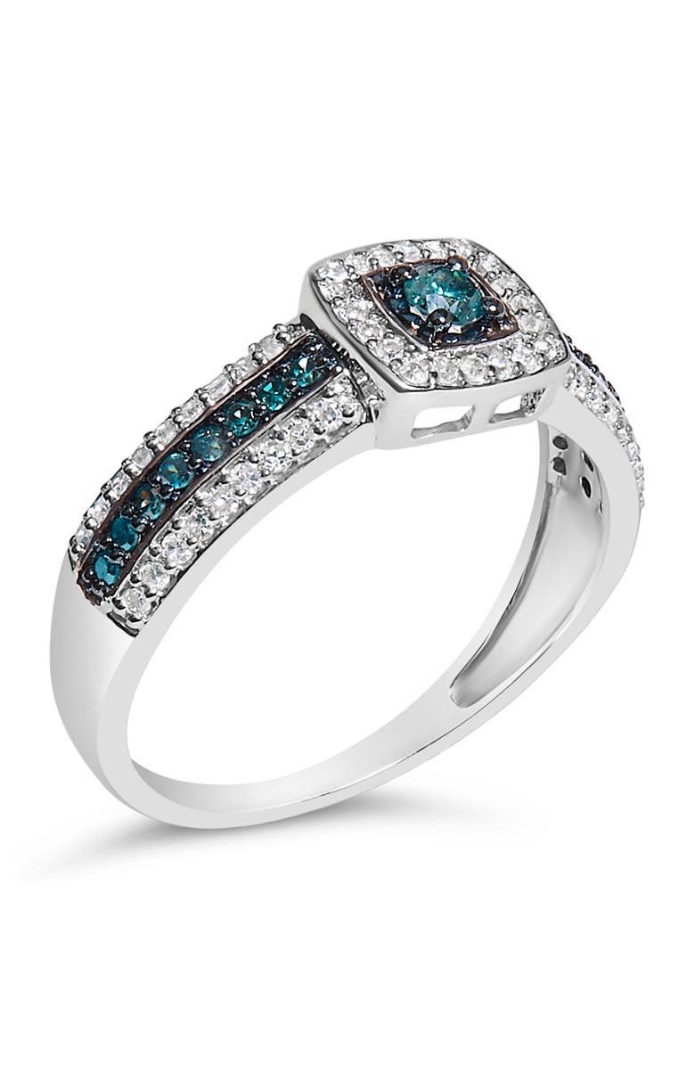 Haus of Brilliance Silver Treated Blue Diamond Engagement Ring, Alternate, color, White
