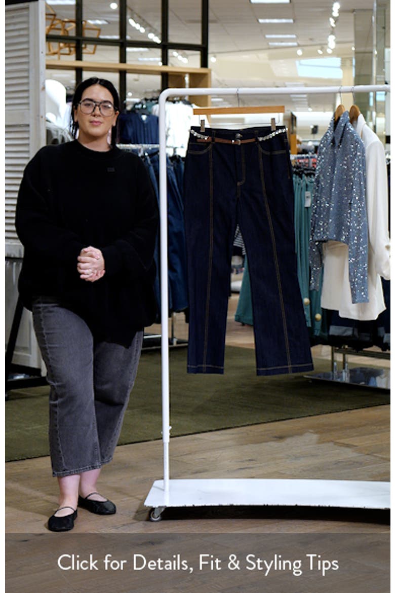 Rhinestone Belted Crop Kick Flare Jeans video