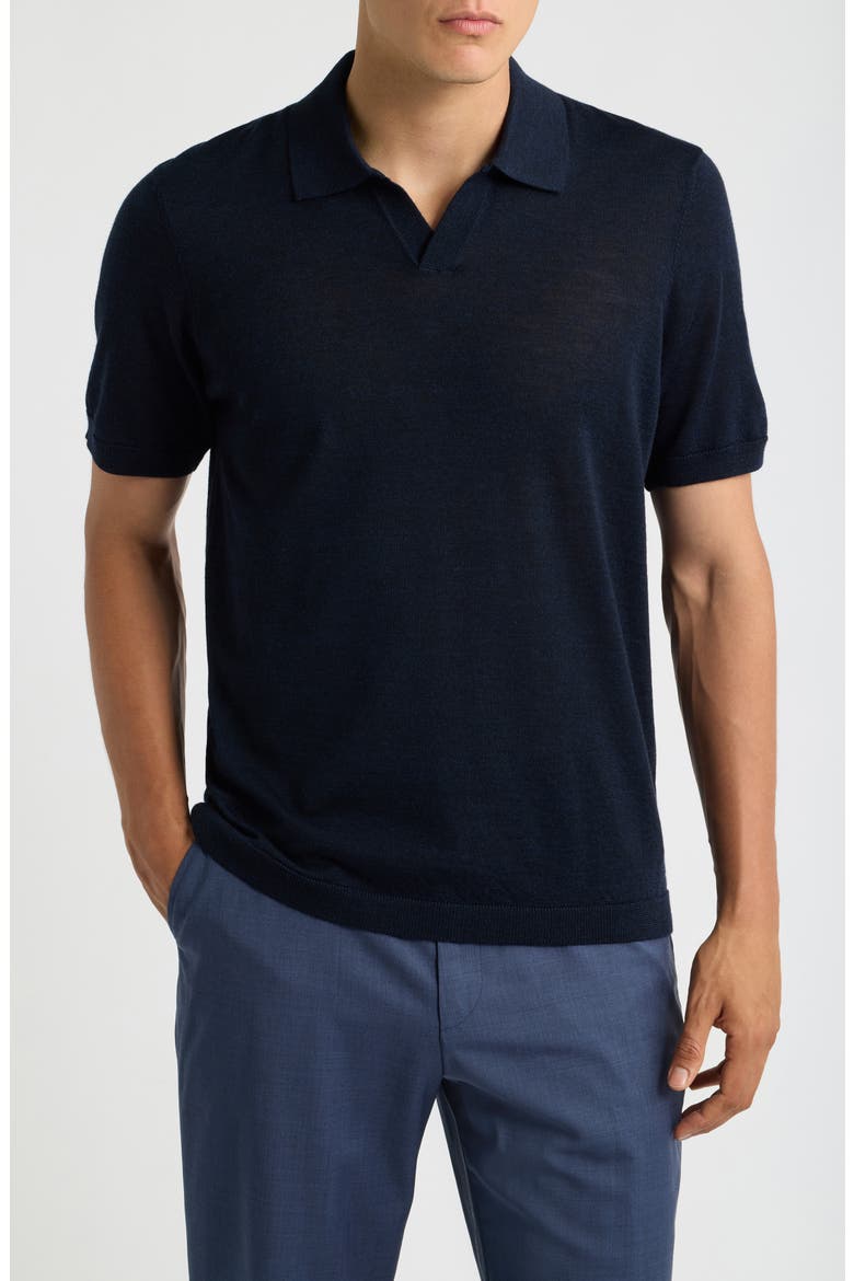 Wool Johnny Collar Polo, Main, color, NAVY