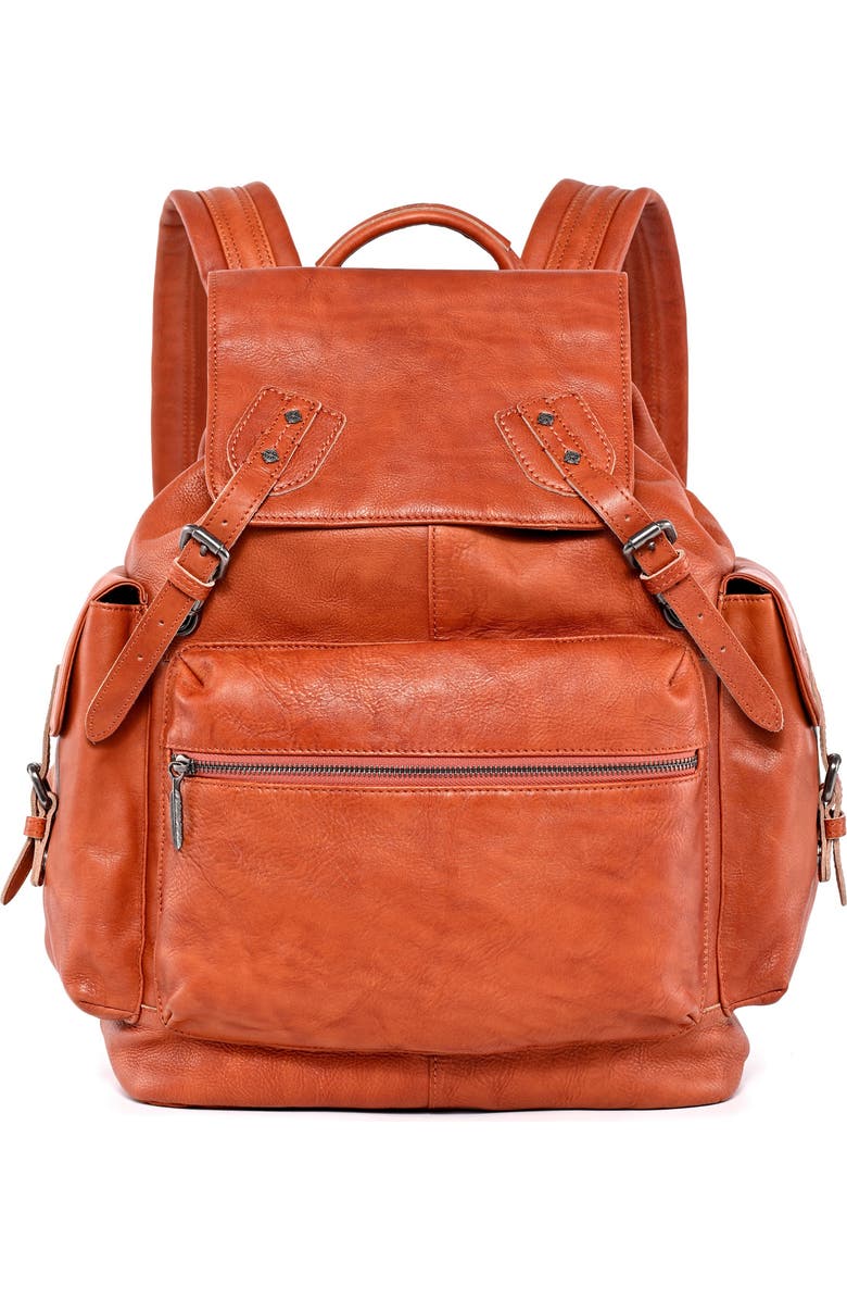 OLD TREND Bryan Leather Backpack, Main, color, Cognac