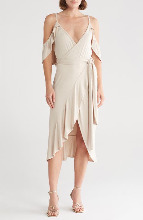 Cold-Shoulder Wrap Dress