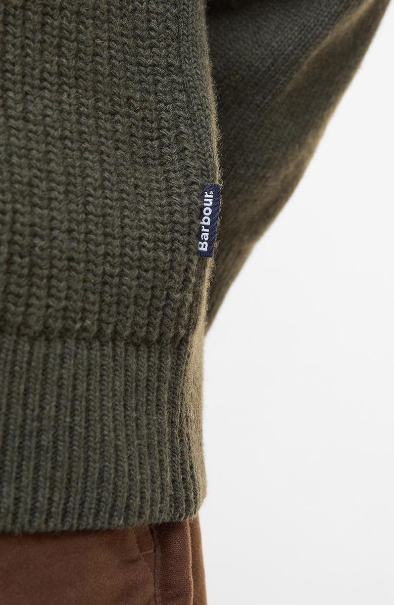 Barbour Mainland Ribbed Wool & Cotton Cardigan, Alternate, color, Olive