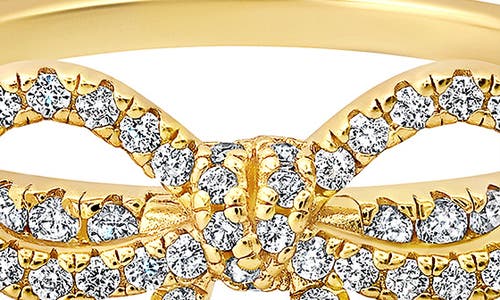 Crislu Fairy Tale Pavé Cubic Zirconia Bow Ring In Gold