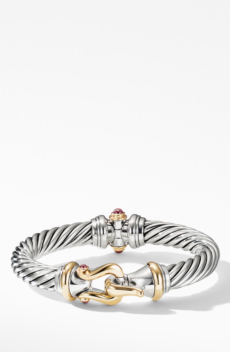 David Yurman Cable Buckle Bracelet with 18K Yellow Gold & Rhodalite Garnet, Alternate, color, 