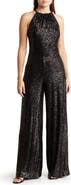 MAX STUDIO Sequin Halter Wide Leg Jumpsuit