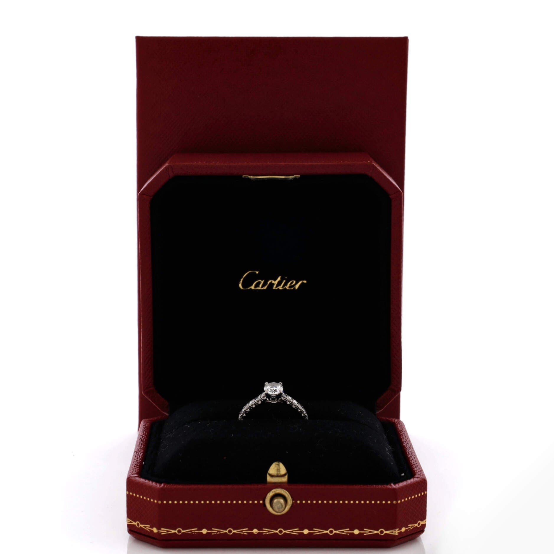 Etincelle de Cartier Solitaire Ring Platinum with RBC Diamond and Pave Diamonds E/VVS1 0.50CT, Alternate, color, Metallic Silver