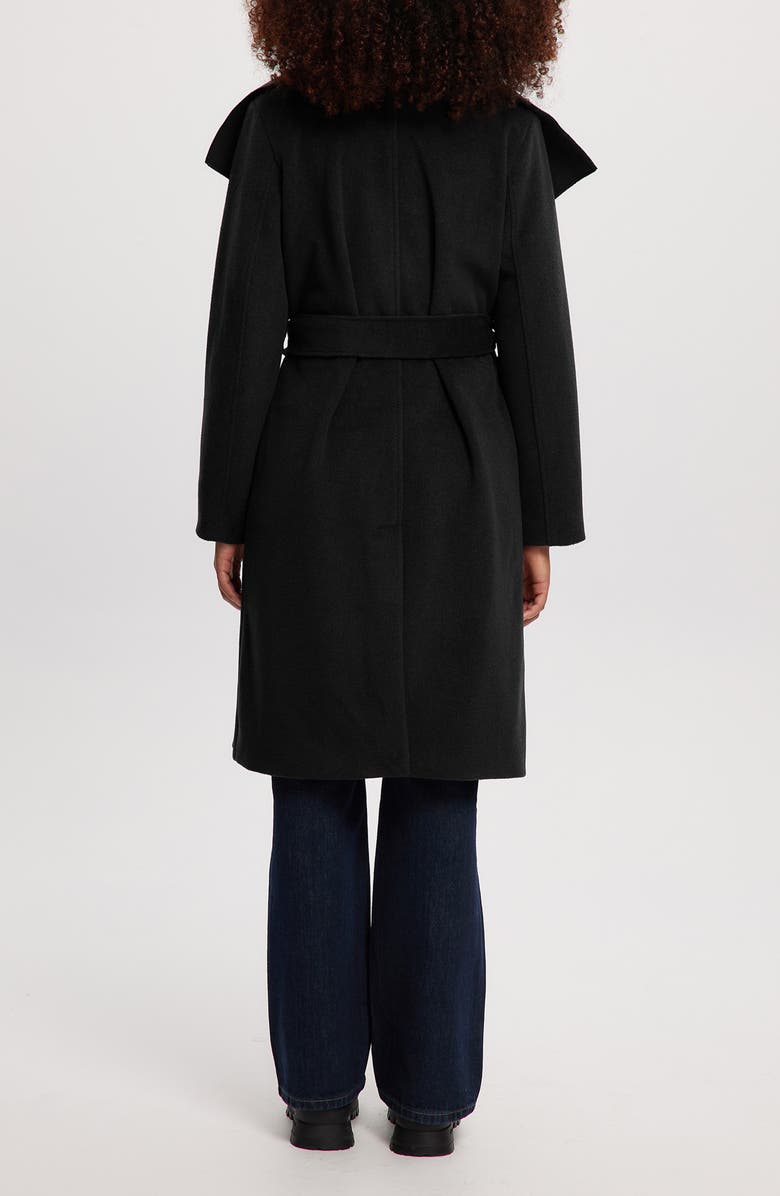 Noize Lena Belted Wrap Coat, Alternate, color, Black