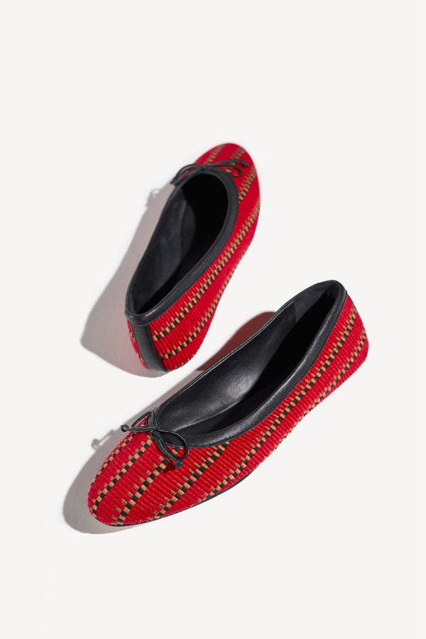 Paz Round-Toe Flexible Sole Ballet Flats, Alternate, color, Carmin