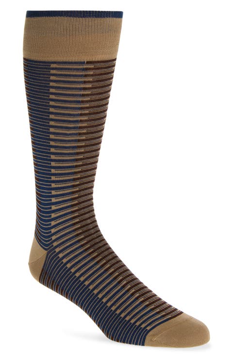 Broken Stripe Cotton Blend Dress Socks