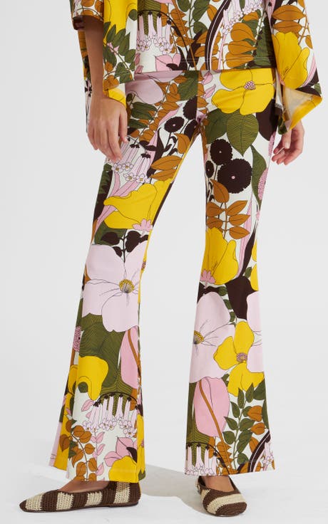 Meditation Pants Big Flower Rose Pink
