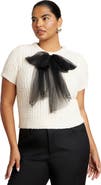 ELOQUII Sweater With Sheer Bow