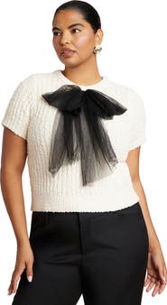 ELOQUII Sweater With Sheer Bow