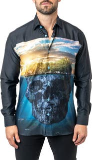 Maceoo Fibonacci Skull Island Cotton Button-Up Shirt