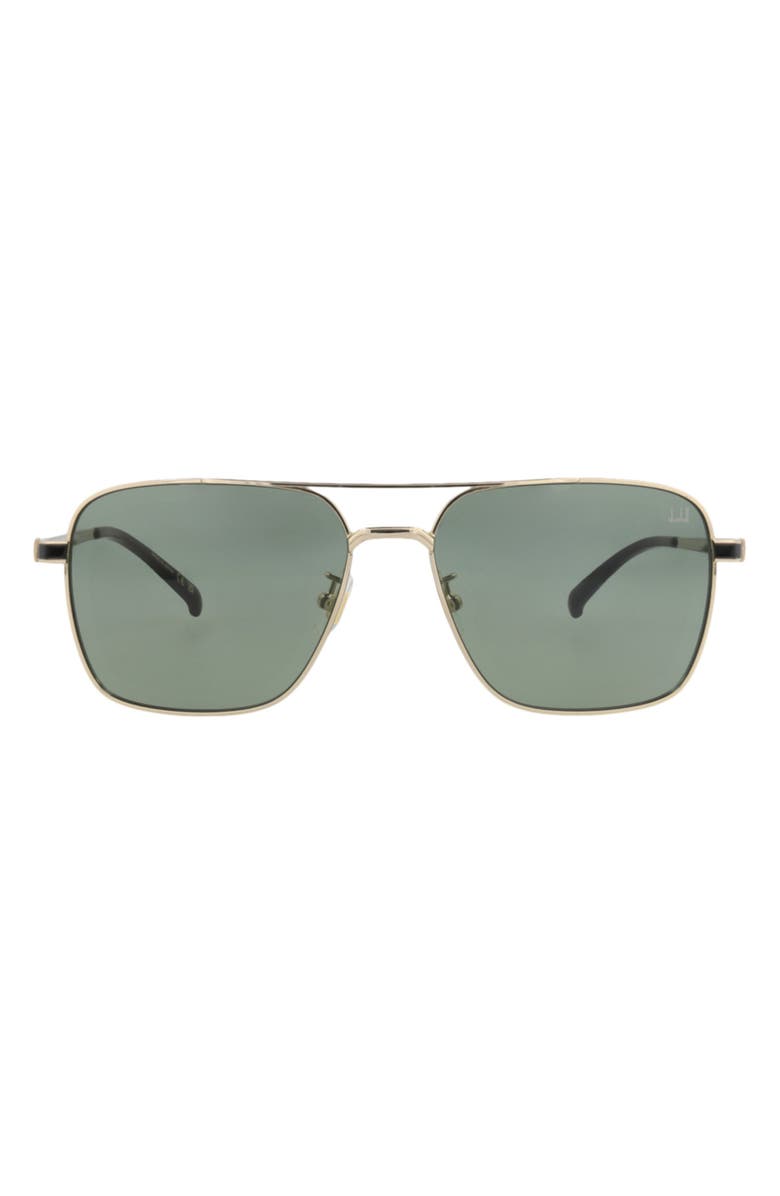 Dunhill 58mm Aviator Sunglasses, Main, color, Gold Gold Green