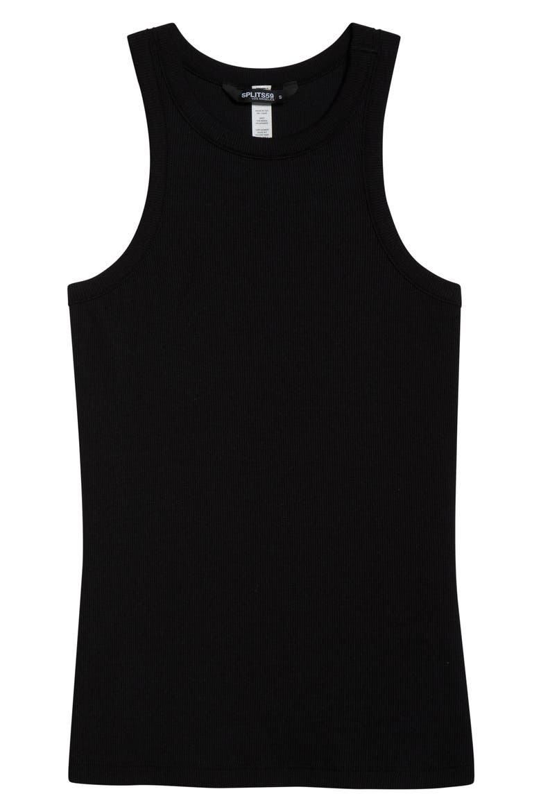 Kiki Rib Racerback Tank, Alternate, color, BLACK