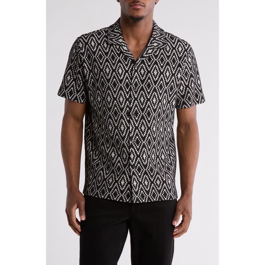 Truth Jacquard Camp Shirt In Black