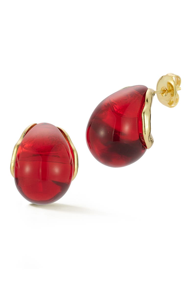 Resin Hoop Earrings, Main, color, GOLD/RED