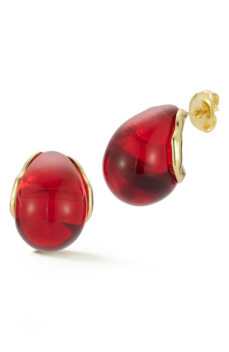 SPHERA MILANO Resin Hoop Earrings, Main, color, Gold/Red