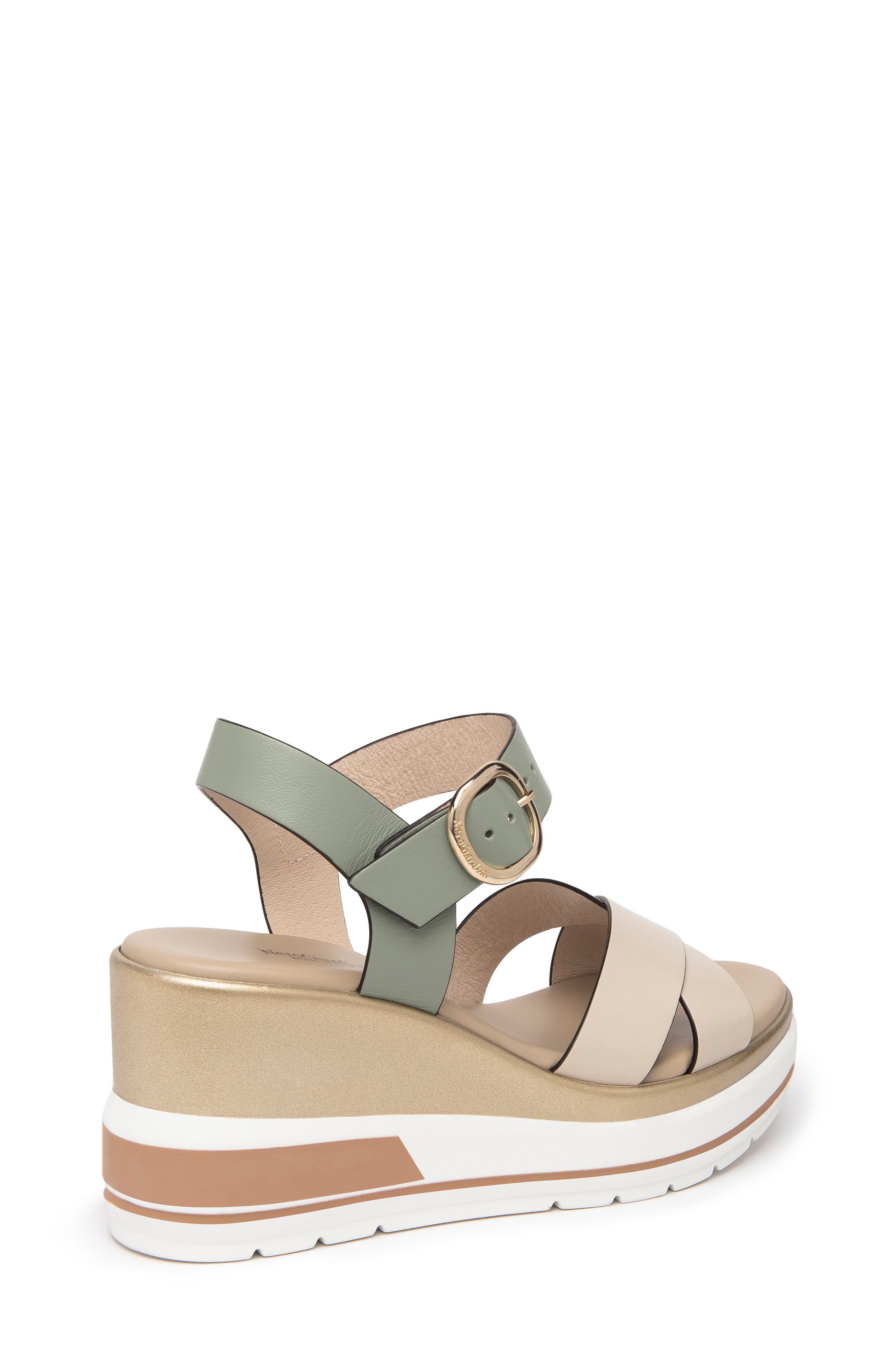 NeroGiardini Platform Wedge Sandal, Alternate, color, Ivory / Sage