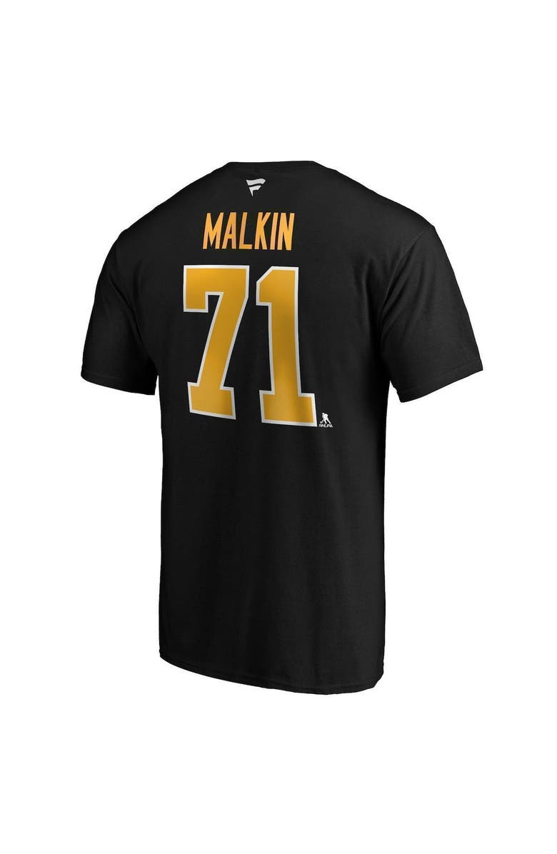FANATICS Men's Fanatics Branded Evgeni Malkin Black Pittsburgh Penguins Team Authentic Stack Name & Number T-Shirt, Alternate, color, Black