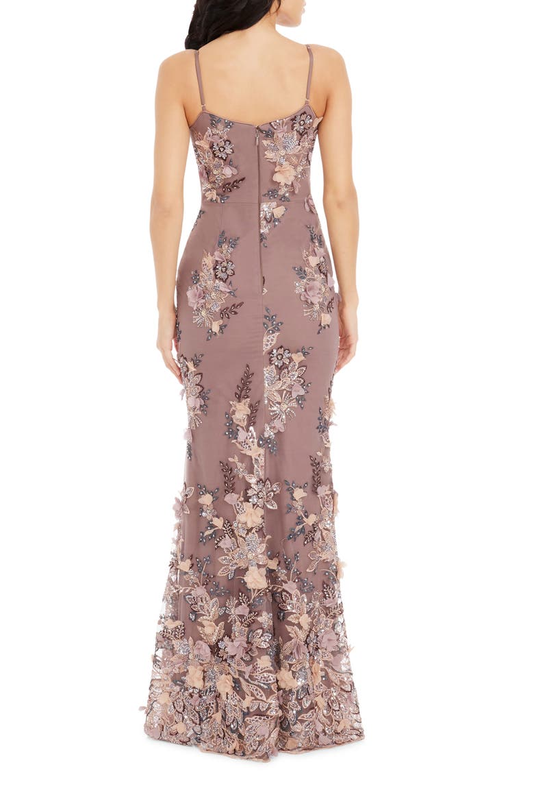 Giovanna Beaded Floral Appliqué Mermaid Gown, Alternate, color, MAUVE MULTI