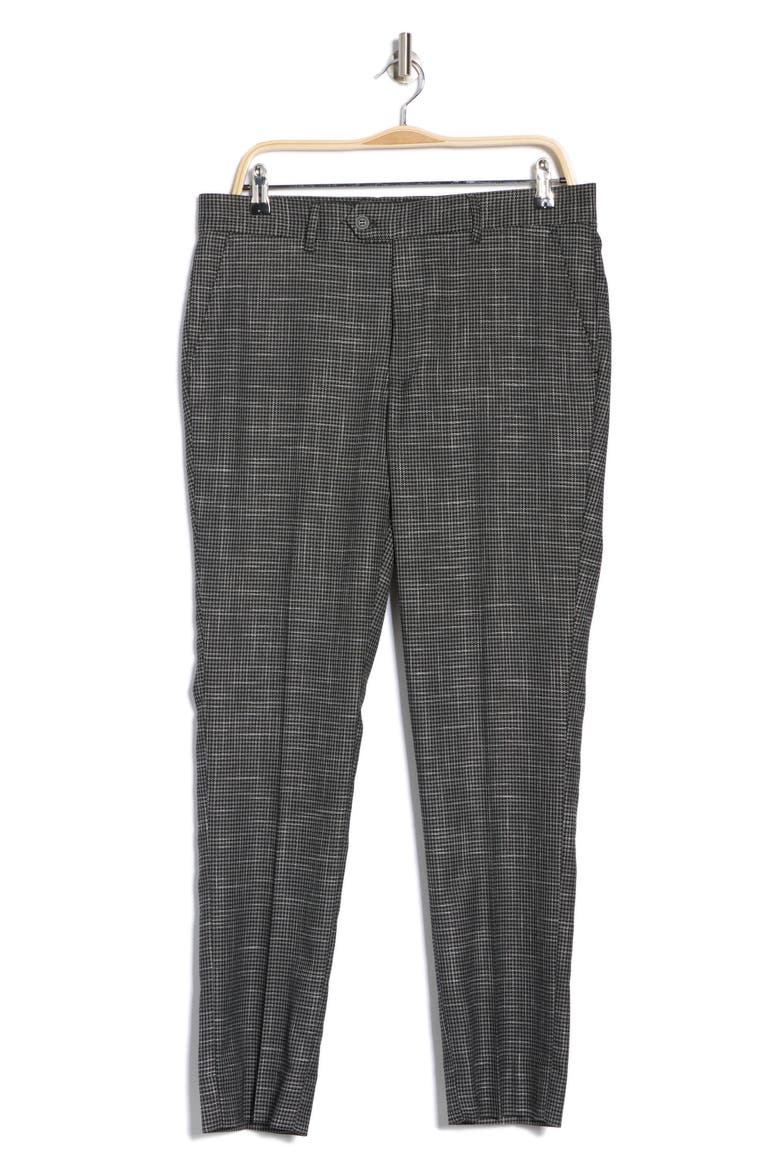 Houndstooth Slim Fit Dress Pants, Alternate, color, BLACK